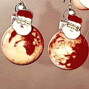 NEW HANDMADE Santa Christmas Ball Earrings Pierced Unique Holiday Jewelry